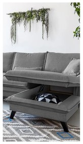 Colțar extensibil cu șezlong pe partea dreaptă Miuform Charming Charlie, gri