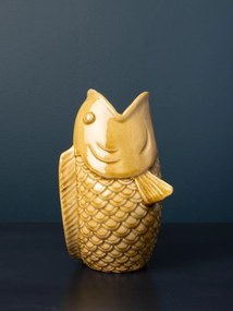 Vaza galbena, din ceramica, forma de peste, H20cm Stone