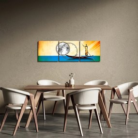 Tablou - Pictură străveche (cu ceas) (90x30 cm)