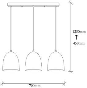 Lustră pe cablu TATTOO, 3xE27/40W/230V, neagră