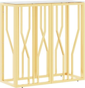 vidaXL Masă consolă, auriu, 70x30x70 cm, oțel inoxidabil și sticlă