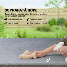 Outsunny Set Masă și Scaune Pliabile de Grădină, 5 Piese, Masă Reglabilă cu Blat HDPE Efect Lemn și 4 Scaune, Set Mobilier Exterior pentru Terasă și Balcon, Gri Închis | Aosom Romania