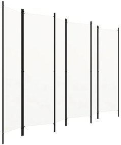 320727 vidaXL Paravan cameră cu 6 panouri, alb crem, 300 x 180 cm
