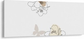 Tablou - Flori bej cu fluture N⁰2 (120x50 cm)