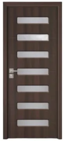 Usa Interior din MDF Novo Doors ND318, Cadru din Lemn Masiv, Geam Sablat, KIT COMPLET, Toc , Manere si balamale incluse (Culoare: Crem, Dimensiune: