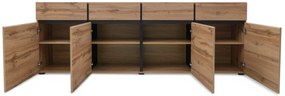 Comodă Gramon 225 cm cu sertare - stejar wotan / negru