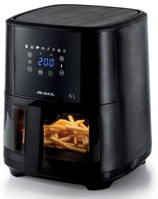 Friteuza cu aer cald Ariete MAXI 4626/00, 1300 W, 6 L, 8 programe, 35-200°C, Panou tactil LCD, Negru