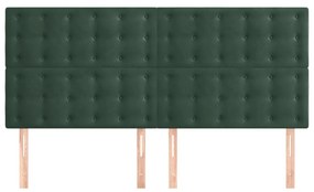 Tablii de pat, 4 buc, verde inchis, 100x5x78 88 cm, catifea 4, Verde inchis, 200 x 5 x 118 128 cm