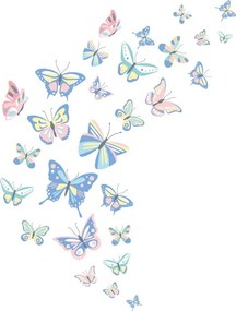 Autocolant de perete cu fluturi în culori pastelate frumoase 114 x 150 cm