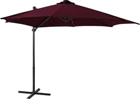 vidaXL Umbrelă în consolă cu stâlp și LED-uri, roșu bordo, 300 cm