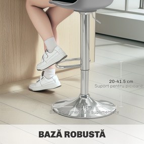 Homcom Set 2 Scaune Bar – Reglabile, Cu Spatar si Pivotante | Aosom Romania