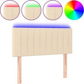 vidaXL Tăblie de pat cu LED, crem, 80x5x78/88 cm, textil