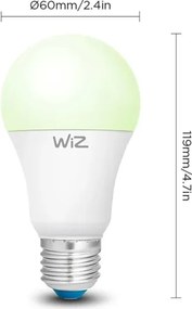 Set de 2 becuri LED RGBW reglabile A60 E27/9W/230V 2200-6500K Wi-Fi + telecomandă - WiZ