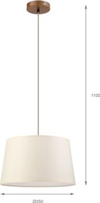 Lustră suspendată pe cablu AIDA 1xE27/15W/230V, Ø 35 cm, stejar/crem