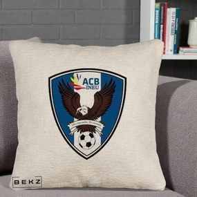 Perna Personalizata ACB Ineu Fotbal, 40x40 cm, Bej Canapea, Husa Detasabila, Perna Inclusa, BEKZ®