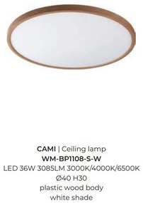 Plafoniera LED moderna design slim CAMI 40cm, wood