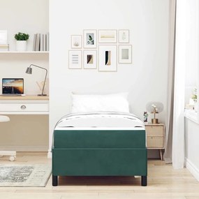 vidaXL Cadru de pat Verde închis, verde și alb 90 x 190 cm Catifea