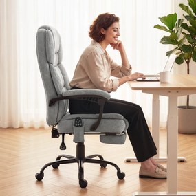 HOMCOM Scaun de birou cu spătar înalt și masaj, cu vibrații, funcție de încălzire, spătar reglabil, suport pentru picioare, telecomandă, gri | Aosom Romania
