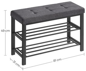 Pantofar cu bancuta cu sezut gri MOBRIX 81x49 cm, negru
