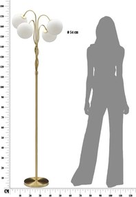 Lampadar alb-auriu cu abajur din sticlă (înălțime 176 cm) Glamy – Mauro Ferretti