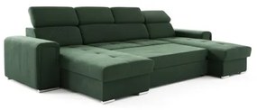 Rozk. canapea colț universal în U cu spațiu depozitare SALVADA verde
