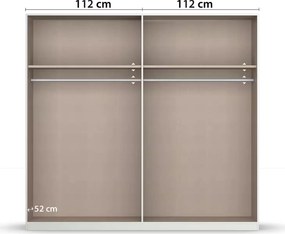 Set dormitor format din 4 piese, dulap, cadru pat 160/200 cm și 2 noptiere, culoare alb cu gri antracit