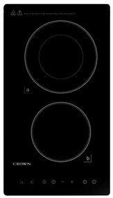 Plita ceramica incorporabila Crown VCP 32D, 3000W, Timer, Dubla, Ecran tactil, Negru