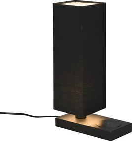 Veioză negru-mat cu încărcător wireless (înălțime 35 cm) Haley – Trio