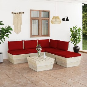 3063549 vidaXL Set mobilier grădină din paleți, 6 piese, cu perne, lemn molid