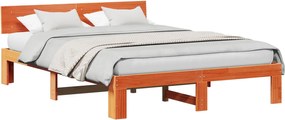 vidaXL Cadru de pat Maroniu cerat 160 x 200 cm Lemn de pin masiv