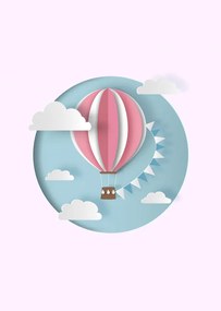 Tablou 3D Hot Air Balloon - Pink
