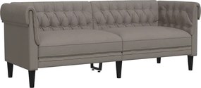 vidaXL Canapea Chesterfield cu 3 locuri, gri taupe, material textil