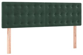 Pat box spring cu saltea, verde inchis, 140x200 cm, catifea Verde inchis, 140 x 200 cm, Nasturi de tapiterie