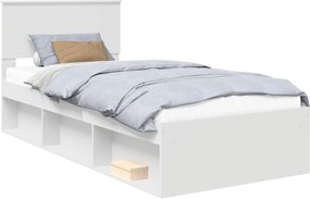 vidaXL Cadru de pat cu headboard Alb 90 x 190 cm Lemn de pin masiv