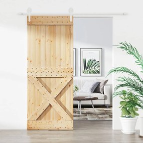 vidaXL Ușă glisantă cu set de feronerie 85x210 cm, lemn masiv de pin