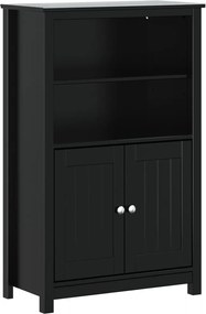 vidaXL Dulap de baie BERG, negru, 69,5x34x110 cm, lemn masiv de pin