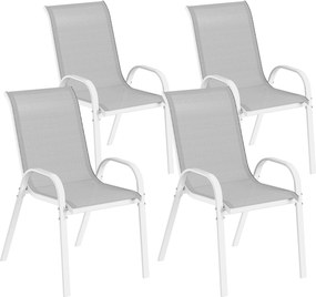 Outsunny Set de 4 Scaune Suprapozabile cu Spătar Înalt și șezut din Plasă, 54x71x93 cm, Negru | Aosom Romania