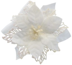 Decorațiuni de Crăciun Poinsettia cu clește alb,set de 6 bucăți