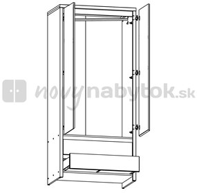 Dulap de haine Kaspian SZF2D2S (Wenge). 735090