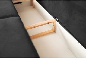 Canapea neagră extensibilă/cu spațiu de depozitare cu tapițerie din chenille 236 cm Silva – ELTAP