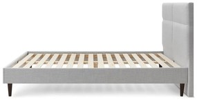 Pat matrimonial 160x200 cm gri deschis tapițat cu somieră Elyna – Bobochic Paris