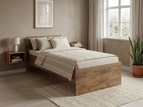 Pat ELISA 90 x 200 cm, stejar artisan Saltele: Saltea Sommera 18 cm, Somiera pat: Fara somiera