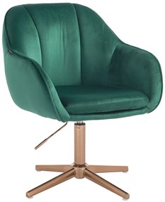 HR2055CROSS Scaun Verde din Catifea cu Bază Aurie