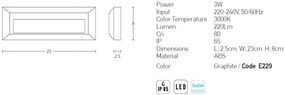 Aplica LED de perete pentru iluminat exterior, IP65 Samira grafit