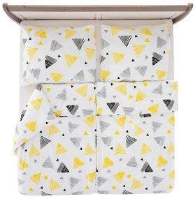 Lenjerie de pat creponata TRIANGLE alba Dimensiune lenjerie de pat: 70 x 90 cm | 140 x 200 cm