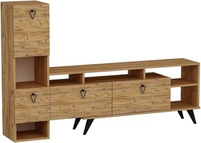 Comoda TV EMMY, pin/negru, PAL melaminat, 185x35x120 cm
