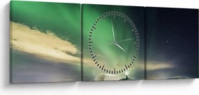 Tablou cu Aurora Borealis (cu ceas) (90x30 cm)