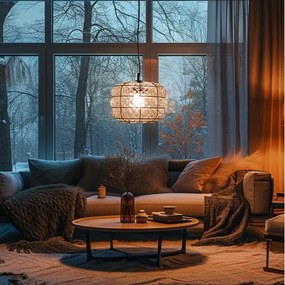 Lustră pe cablu SIRU TERRA 1xE27/60W/230V negru/transparent sticlă venețiană