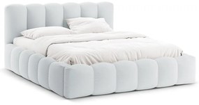 Pat matrimonial gri deschis tapițat cu spațiu de depozitare cu somieră 180x200 cm Lupine – Micadoni