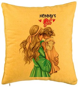 Perna Decorativa, Model Mommy&apos;s Girl, 40x40 cm, Galben, Husa Detasabila, Burduf